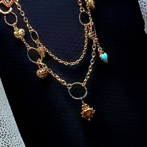 Vintage Heart Charm Necklace - Double Layered - Picture 17 of 17